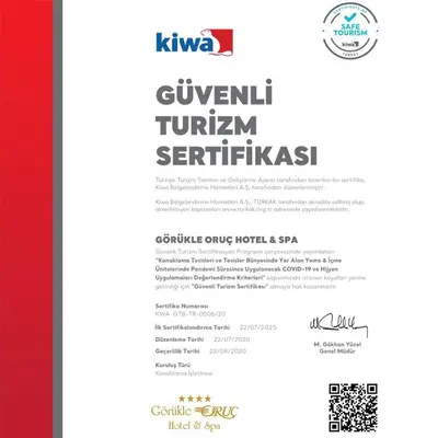 a screenshot of the kova gurukrit tourism serifiskasi website at Gorukle Oruc Hotel in Bursa