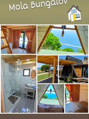 a collage of pictures of a mole house at MOLA villas&suites in Marmara