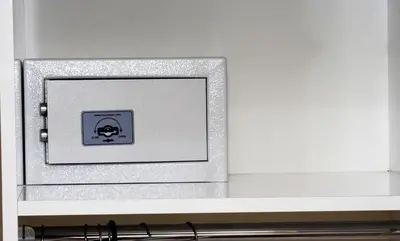 a silver microwave on a shelf in a room at Nagehan Hotel Old City in Istanbul