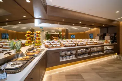 a buffet line with a lot of food on display at Rayelin Hotel Old Town in Istanbul