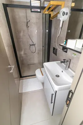 a bathroom with a shower and a sink and a toilet at Wond House in Istanbul