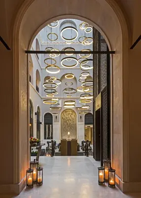 a lobby with lights and candles in a building at 10 Karakoy in Istanbul