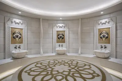 a bathroom with two sinks in a room at Lazzoni Hotel in Istanbul