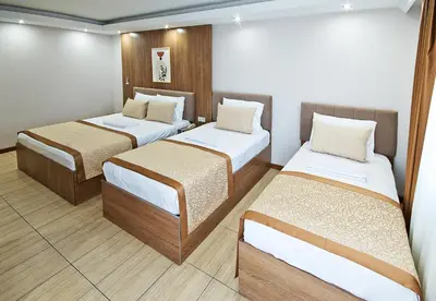 a room with two beds in a room at Lion City Hotel in Buyukcekmece