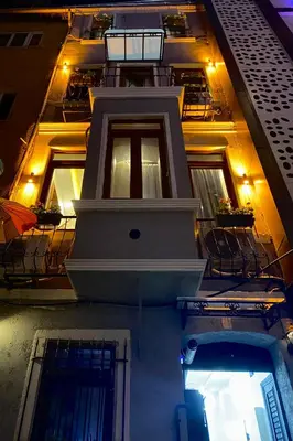 an aerial view of a building at night with lights at Moon suit in Istanbul