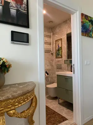 a bathroom with a toilet and a sink at İstanbul Ataköy Residance Bakırköy Site İçi luxury daire in Istanbul