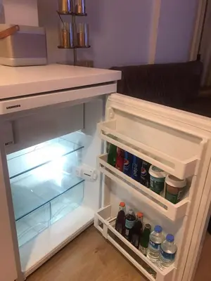 an open refrigerator filled with lots of drinks at İstanbul Ataköy Residance Bakırköy Site İçi luxury daire in Istanbul