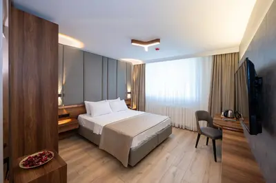 a hotel room with a bed and a television at Vess Hotel in Istanbul