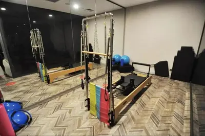 a gym with at Elegant 1BD Terrace Gem PoolParking! #344 in Istanbul