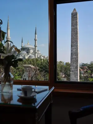 a view of a mosque from a window at 1207 Hotel Special Class Sultanahmet in Istanbul