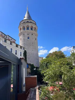 a building with a tower on top of it at Galata studio in Istanbul
