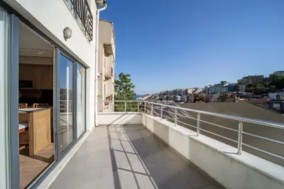 a balcony with a view of the city at Marmada Suites in Istanbul