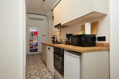 a kitchen with a counter top with a microwave at Stunning 3BR 2Bath AC in Center - Santur D3 in Istanbul
