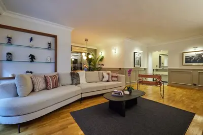 a living room with a couch and a table at Stunning Apartment in Bebek - Manolya8 in Istanbul