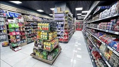 a store aisle of a grocery store filled with goods at Luxury apt in the 40 plus floor in Istanbul