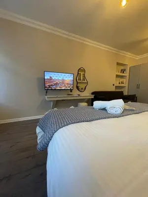 a bedroom with a bed and a television on a desk at Golden Arrow Taksim 1 in Istanbul