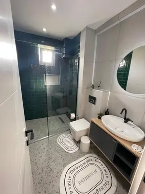 a bathroom with a shower and a sink and a toilet at Golden Arrow Taksim 1 in Istanbul
