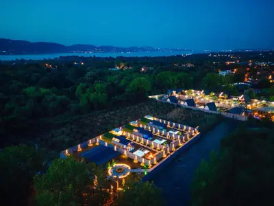 an aerial view of a resort at night at BALİ Sapanca in Sakarya