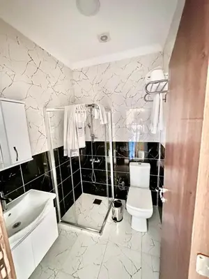 a bathroom with a toilet and a sink at Grand Ararat Hotel in Istanbul