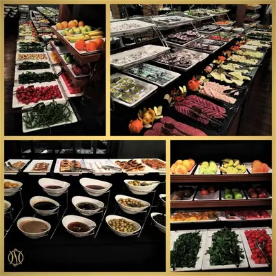 a collage of pictures of a buffet of food at Hotel Suadiye in Istanbul