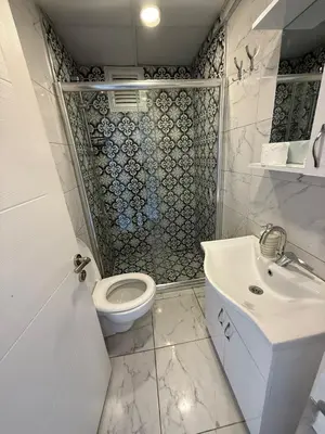 a bathroom with a toilet and a sink and a shower at AYD Apart Elmadağ Taksim in Istanbul