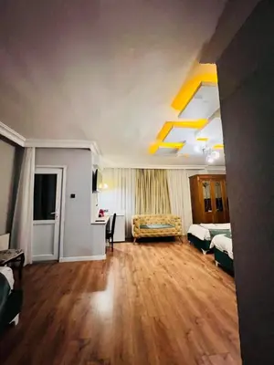 a large living room with a bed and a couch at Pembe Köşk Old City Center in Istanbul