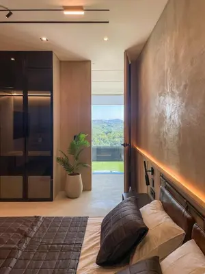 a bedroom with a bed and a large wall at Beykoz Breeze in Beykoz