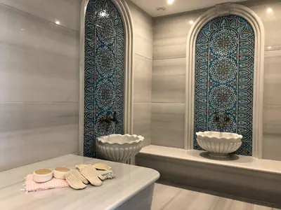 a bathroom with two bowls and a table with towels at Low Price Luxury Apartment Perfect for An Amazing stay In ISTANBUL in Istanbul