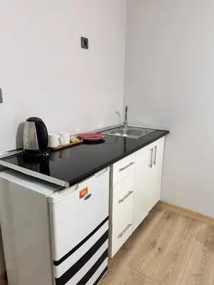 a kitchen with a sink and a counter top at Taksim Castle Suites in Istanbul