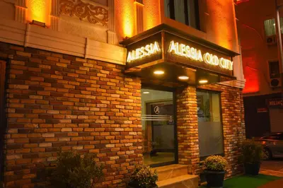 a brick building with a sign for a restaurant at Alessia Old City in Istanbul