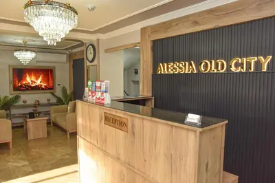 a lobby of a mesa old city with a sign on the wall at Alessia Old City in Istanbul