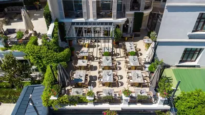 an overhead view of a restaurant with tables and chairs at Me by Mula in Istanbul