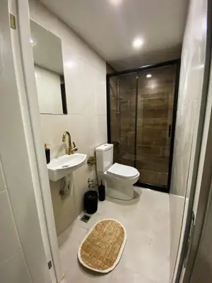 a bathroom with a toilet and a sink and a shower at Özkanlar in Istanbul