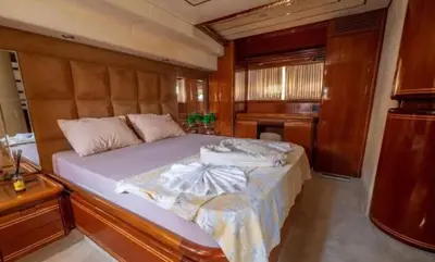a bedroom with a large bed in a boat at Hans Beys yatch in Istanbul