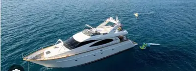a white yacht in the water on the ocean at Hans Beys yatch in Istanbul