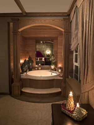 a large bathroom with a tub in a room at Ağaoğlu My Mountain in Uludag