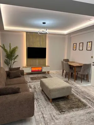 a living room with a couch and a table and a television at ZARA'S HOME in Istanbul in Istanbul