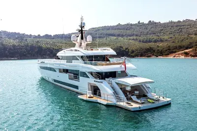 a large yacht is docked in the water at Albaker Tour VIP Yacht in Istanbul