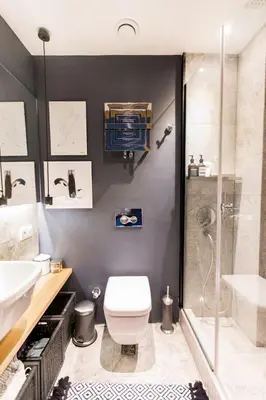 a bathroom with a toilet and a sink and a shower at Bright Cool Central 1Bed1Bath Stylish Home! #376 in Istanbul