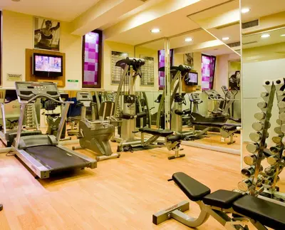 a gym with treadmills and exercise equipment in a room at GLK PREMIER Regency Suites & Spa in Istanbul