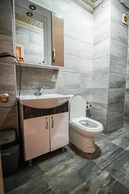 a bathroom with a toilet and a sink at Sahra Otel in Istanbul