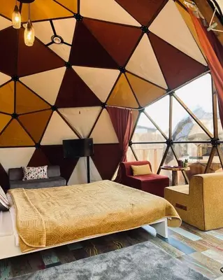 a room with a bed and a large wall of windows at Rcsapanca in Sapanca