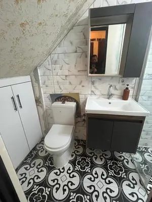 a bathroom with a toilet and a sink at Müstakil bina in Istanbul