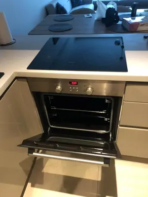 an oven in a kitchen with a counter at Sedef Suite in Istanbul