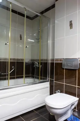 a bathroom with a shower and a toilet and a tub at Atam Suites in Istanbul