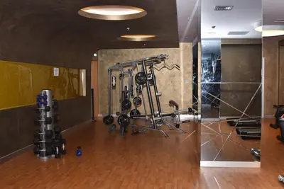 a room with a gym with exercise equipment in it at Safir Suite in Istanbul