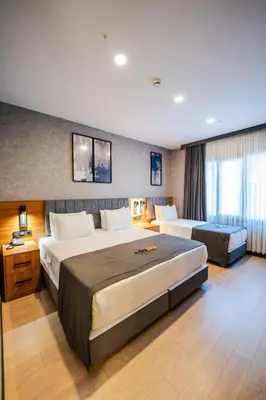 a hotel room with two beds and a couch at Educity Hotels & Spa in Istanbul