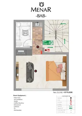 a floor plan of a room with a bar at BAB - by Menar Hotel in Istanbul