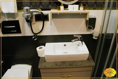 a bathroom with a sink and a toilet at PALMYE HOTEL Beyoylu in Istanbul