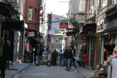 a group of people walking down a street at Hotel Padova in Istanbul